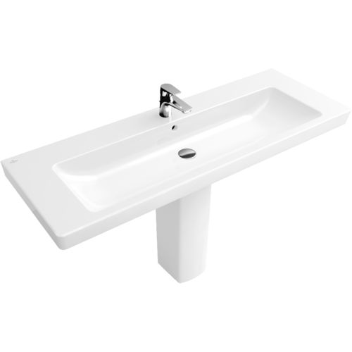 Wand-Waschbecken - SUBWAY 2.0: 7176D0 - Villeroy & Boch - Porzellan / mit integrierter Waschtischplatte / rechteckig