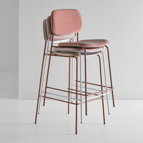 Moderner Hocker - CAP - Mobboli - Holz / Sperrholz / Gestell aus Stahl