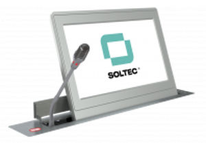 Touchscreen für Konferenz - SRET156A-15 - SOLTEC S.L. - Aufsatz / motorisiert / einziehbar