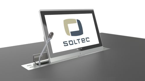Touchscreen für Konferenz - STRET156G-10 - SOLTEC S.L. - einbaufähig / motorisiert / einziehbar