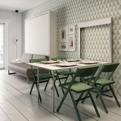Moderner Esstisch - BATA - smqrt beds - Teakholz / melaminbeschichtet / Gestell aus Aluminium