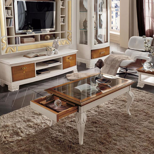 Klassischer Couchtisch - RIVA - Villa Nova Italia - lackiertes Holz / Glas / rechteckig