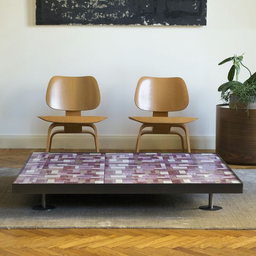 Couchtisch / originelles Design - SOFIA WALLPAPER PRUGNA - mg12 - Keramik / Stahl / Gestell aus Stahl