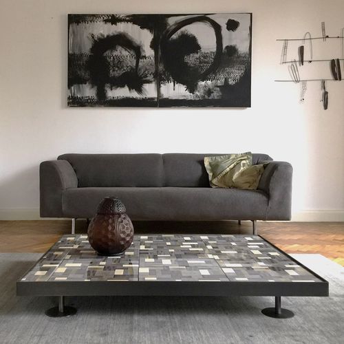 Couchtisch / originelles Design - SOFIA WALLPAPER FUMO - mg12 - Keramik / Stahl / Gestell aus Stahl