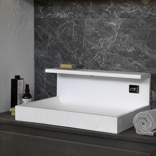 Aufsatzwaschbecken - JP SOLID SURFACE - mg12 - Mineralwerkstoff / Mischbatterie / handgefertigt