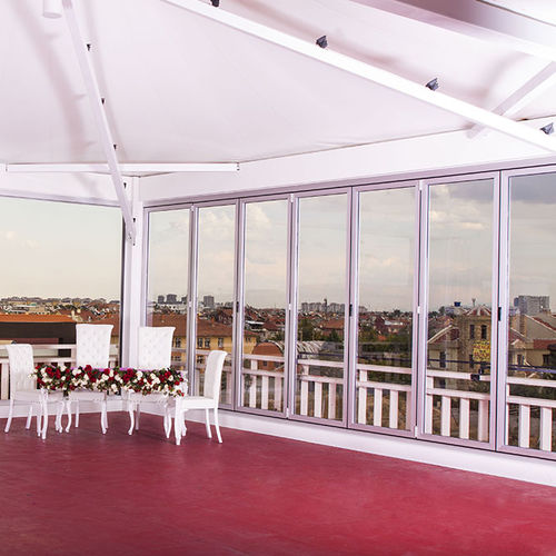 Glasschiebetür - KDS - VIZYON GLAZING SYSTEMS - faltbar / Aluminium / mit Doppelverglasung