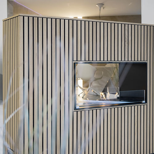 Bioethanol-Brennkammer / Stahl - Panel Wall Tunnel - Attika Feuer AG - Glas / rechteckig / modern