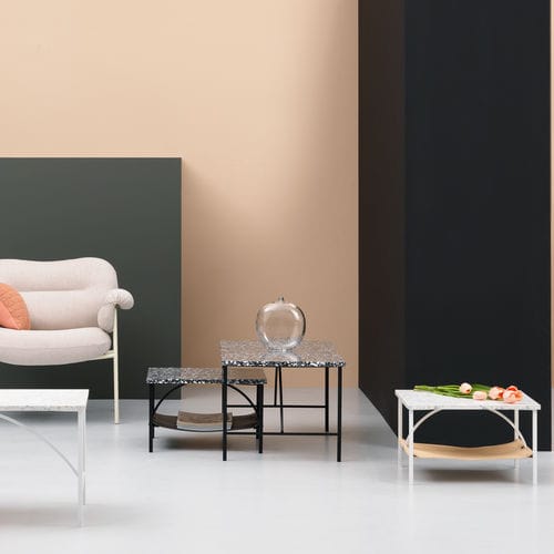 Moderner Couchtisch - TABULA - Fogia - Leder / Terrazzo / Gestell aus Metall