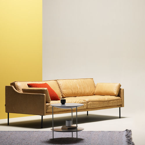 Modernes Sofa - DINI - Fogia - Leder / mit abnehmbarem Kissen / braun
