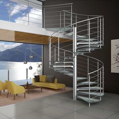 Wendeltreppe - GLASSTREE - IAM Design - Glasstufen / mit Edelstahlstruktur / modern