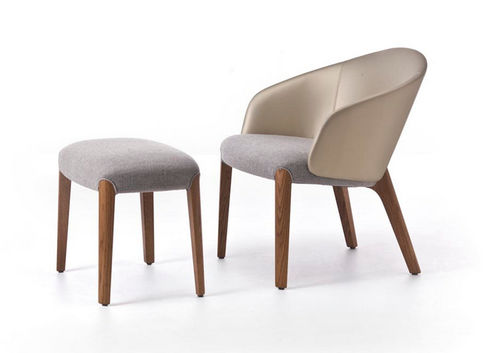 Moderner Hocker - BELLEVUE - Very Wood - Buche / Textil / grau