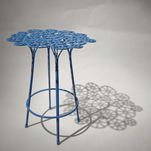 Barhocker / originelles Design - ESTRELA - A lot of Brasil - Gestell aus Stahl / für Garten / blau