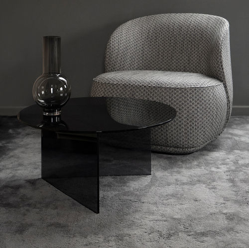 Moderner Couchtisch - POND - Friends & Founders - Glas / Gestell aus Glas / rund