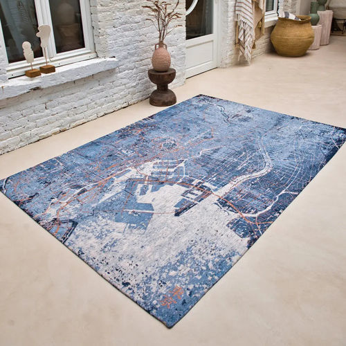 Moderner Teppich - CONDUCTIVE BLUE - Louis De Poortere - Motiv / Polyester / aus Vinylgewebe