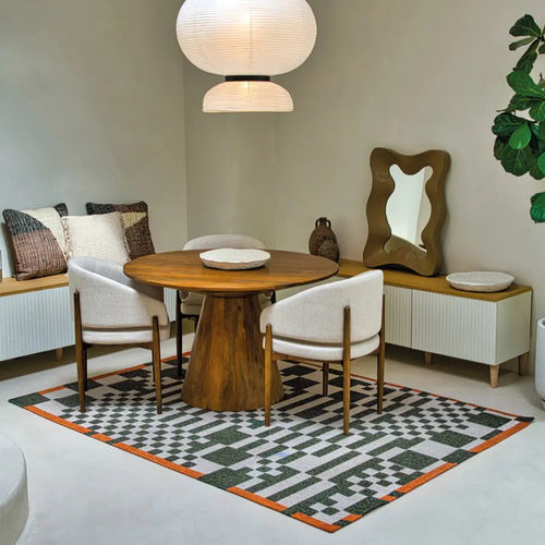 Moderner Teppich - DEEP GREEN - Louis De Poortere - mit geometrischen Motiven / Polyester / aus Vinylgewebe