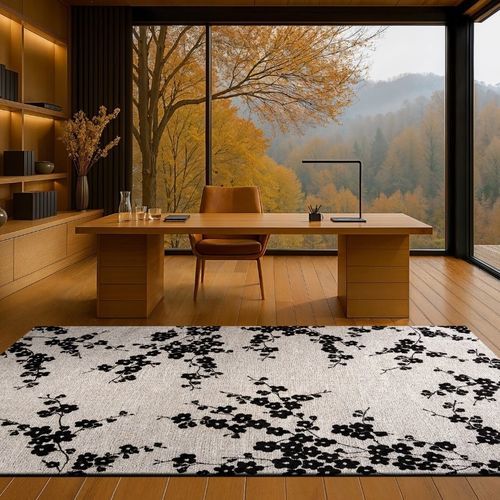 Blumenmotiv-Teppich - NIGHT SNOW 9835 - Louis De Poortere - Polyester / aus recyceltem PET / Recyclingkunststoff