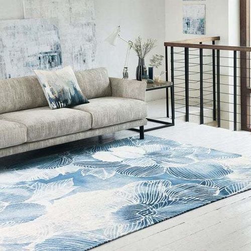 Moderner Teppich - AKINA - INDIGO 8756 - Louis De Poortere - Blumenmotiv / rechteckig / blau