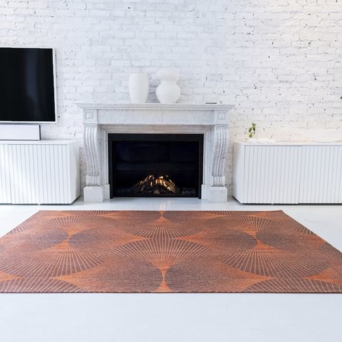 Moderner Teppich - YUZEN  - Louis De Poortere - mit geometrischen Motiven / Recyclingkunststoff / aus Vinylgewebe