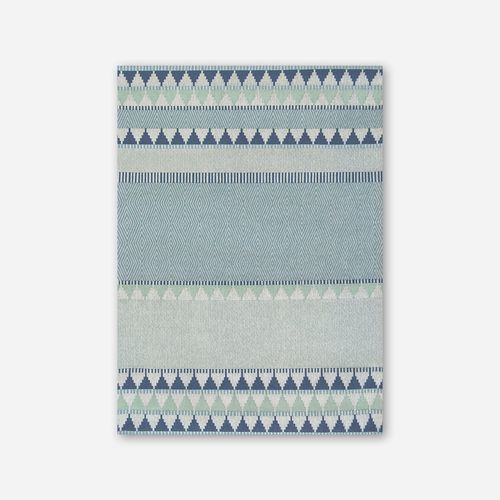 Moderner Teppich - TOBI - TEAL 8766 - Louis De Poortere - mit geometrischen Motiven / Wolle / rechteckig