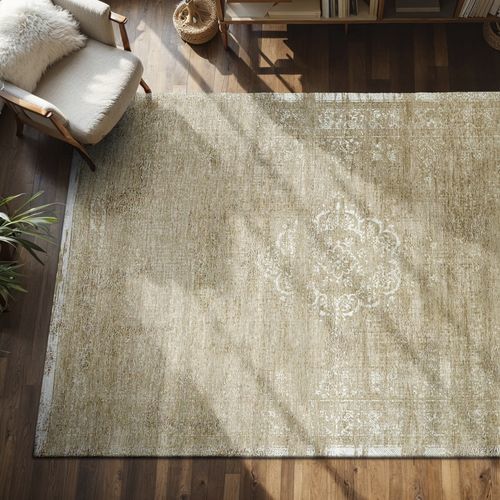 Moderner Teppich - MEDALLION - MILK CURRY 9672 - Louis De Poortere - Arabeskenmuster / Recyclingkunststoff / aus Vinylgewebe