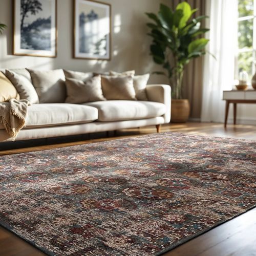 Ethnoteppich - KASAK - ALMATI 9845 - Louis De Poortere - geometrisches Muster / Polyester / aus recyceltem PET