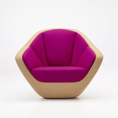 Moderner Sessel - CORQUES - Per/Use - Stoff / violett / mit Armlehnen
