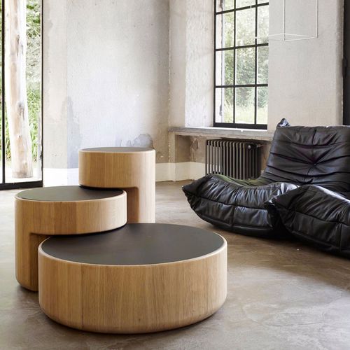 Moderner Satztisch - LEVELS - Per/Use - Glas / Gestell aus Eiche / Gestell aus Massivholz