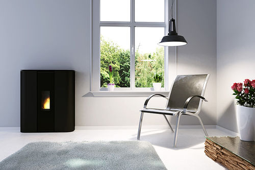 Pelletkaminofen - PLASMA - Skia design - modern / Metall / Stein