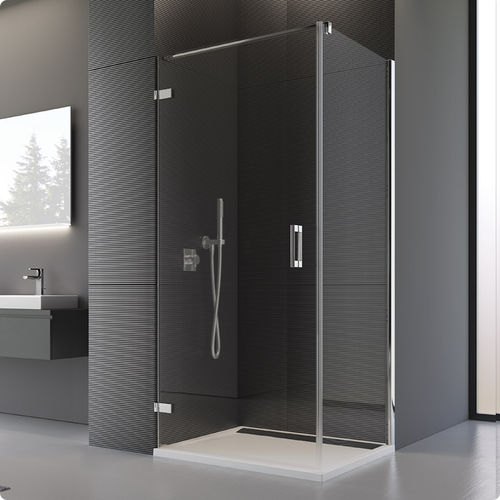 Festinstallierte Duschwand - PUR : PUR1+PUDT2P - Ronal - schwenkbar / für Eckeinbau / Securit®Glas