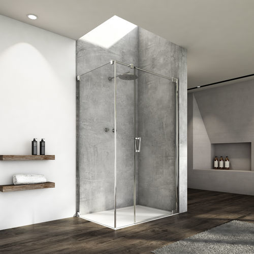 Festinstallierte Duschwand - CADURA : CA31C+CAT5 - Ronal - schwenkbar / für Eckeinbau / Hartglas
