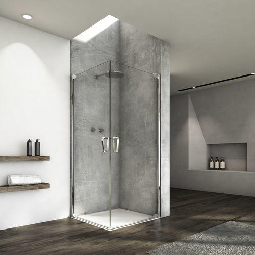 Schwenkbare Duschwand - CADURA : CA1C G+D - Ronal - für Eckeinbau / Hartglas / Transparentglas