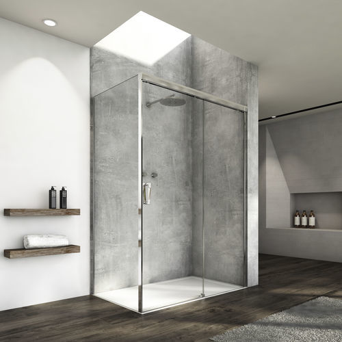 Schiebeduschwand - CADURA : CAS2+CAST - Ronal - festinstalliert / für Eckeinbau / Securit®Glas
