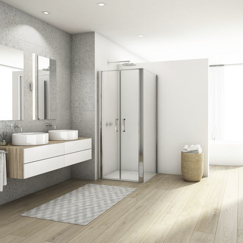 Einflügelige Duschwand - DIVERA D22T2 + D22F1 - Ronal - festinstalliert / für Eckeinbau / Securit®Glas