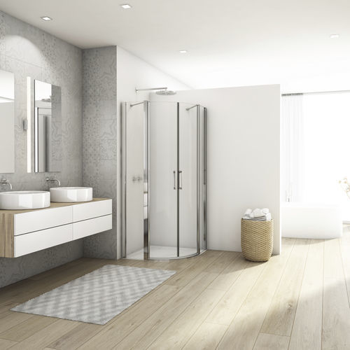 Schwenkbare Duschwand - DIVERA D22ERB - Ronal - gebogen / für Eckeinbau / Securit®Glas