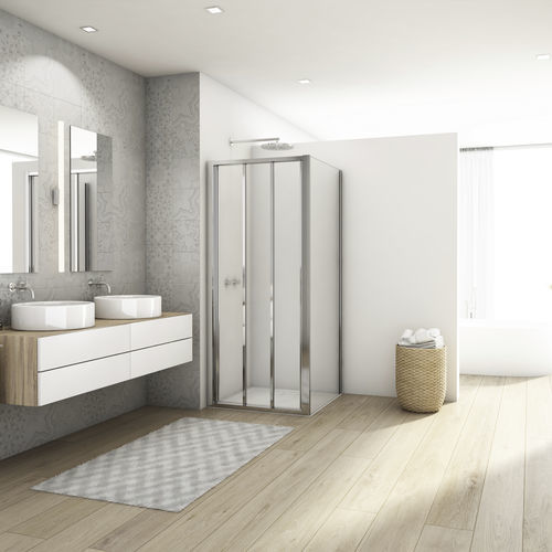 Schiebeduschwand - DIVERA D22S3+D22F1 - Ronal - für Eckeinbau / Securit®Glas / maßgefertigt