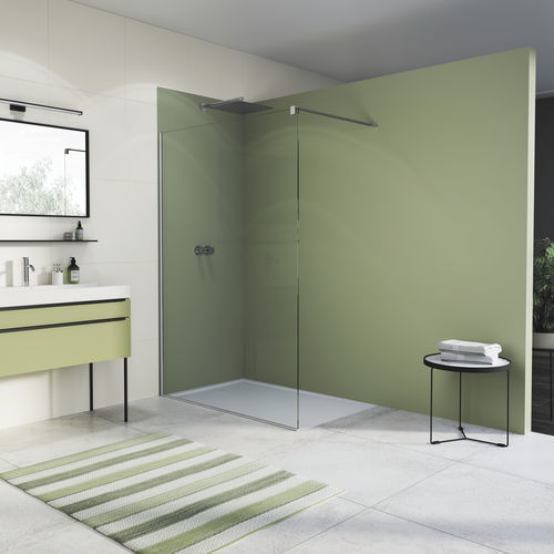 Festinstallierte Duschwand - EASY : STR4P - Ronal - für Eckeinbau / Securit®Glas / maßgefertigt