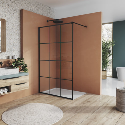 Festinstallierte Duschwand - EASY STR4P LOFT 75 - Ronal - für Eckeinbau / Securit®Glas / maßgefertigt
