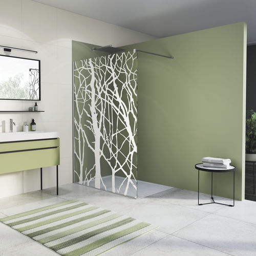 Festinstallierte Duschwand - EASY STR4P ARBRE 62 - Ronal - Securit®Glas / 8 mm / teilgerahmt