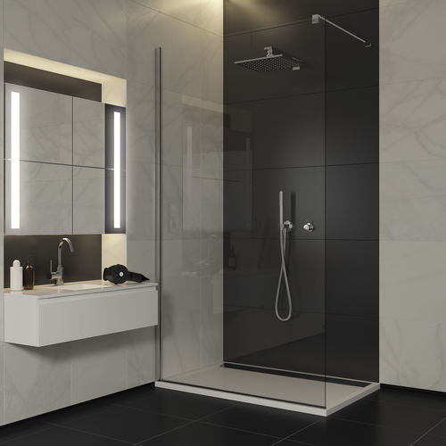 Festinstallierte Duschwand - EASY STR4PX - Ronal - auf der Duschwanne / Securit®Glas / Transparentglas
