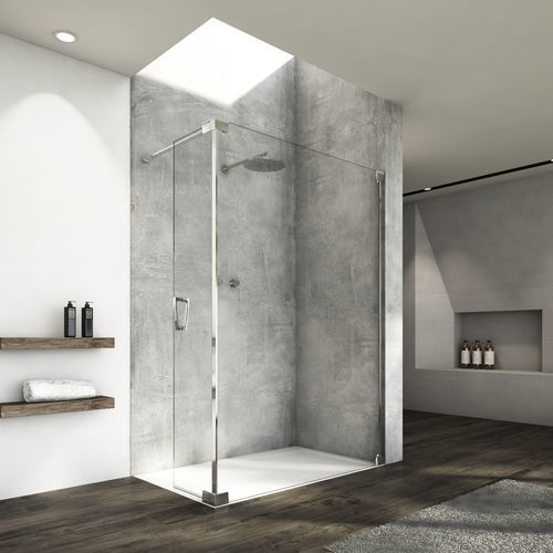 Festinstallierte Duschwand - CADURA CADUO - Ronal - schwenkbar / für Eckeinbau / Securit®Glas