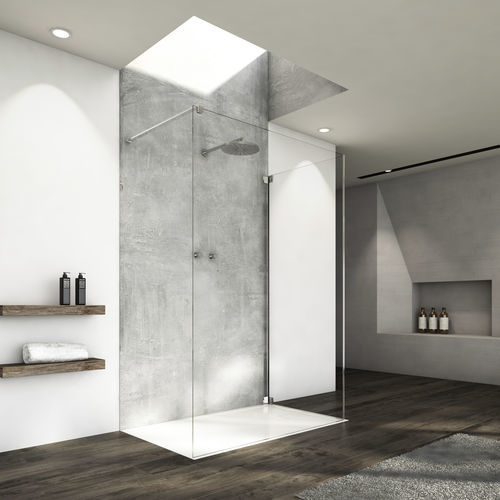 Festinstallierte Duschwand - CADURA CAT4+CAT3 - Ronal - auf der Duschwanne / Securit®Glas / Transparentglas
