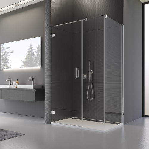 Festinstallierte Duschwand - PUR : PU31PG + PUDT3P - Ronal - schwenkbar / auf der Duschwanne / Securit®Glas