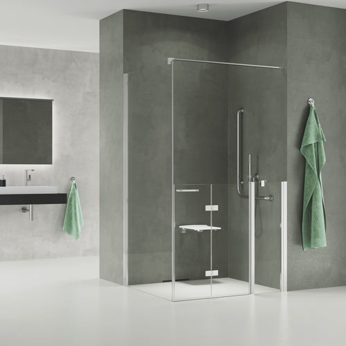 Faltbare Duschwand - SOLINO M - SOMF13 + SOMT1 - Ronal - für Eckeinbau / Securit®Glas / maßgefertigt