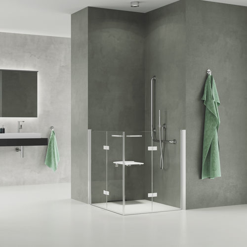 Schwenkbare Duschwand - SOLINO M - SMEF1 G+D - Ronal - für Eckeinbau / Securit®Glas / Transparentglas