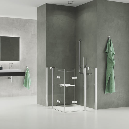 Faltbare Duschwand - SOLINO M - SMEF13 G+D - Ronal - für Eckeinbau / Securit®Glas / maßgefertigt