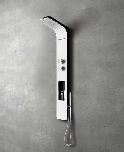 Thermostatische Duschsäule - GLAM - Ronal - für Gewerbegebrauch / weiß / wandmontiert