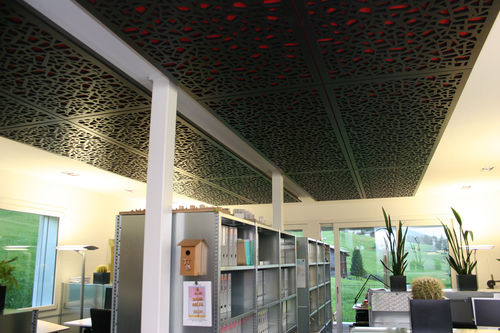 Akustikplatte für abgehängte Decken - OFFICE SPRECHER SCHNEIDER  - Bruag Design Factory AG - MDF / rechteckig / perforiert