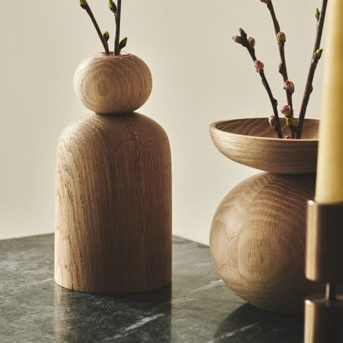 Moderne Vase - Ball  - Applicata - Eiche / gebeiztes Holz / Tisch