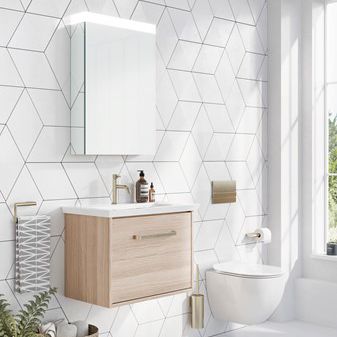 Badezimmerschrank mit Spiegel / mit integrierter Beleuchtung - ARENA - Crosswater - modern / für Privatgebrauch / Keramik