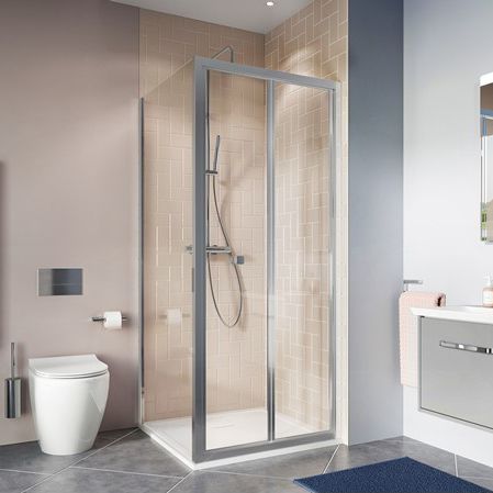 Glas-Duschkabine - CLEAR 6 - Crosswater - mit Schiebetür / für Eckeinbau